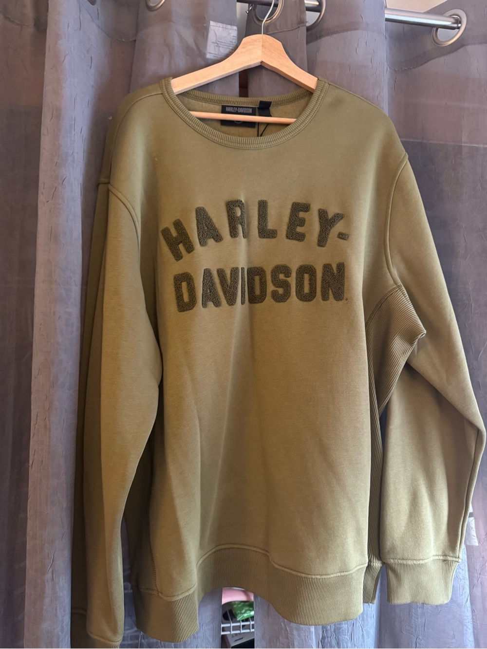 Harley-Davidson Olive Crewneck with Raised Logo 2xl